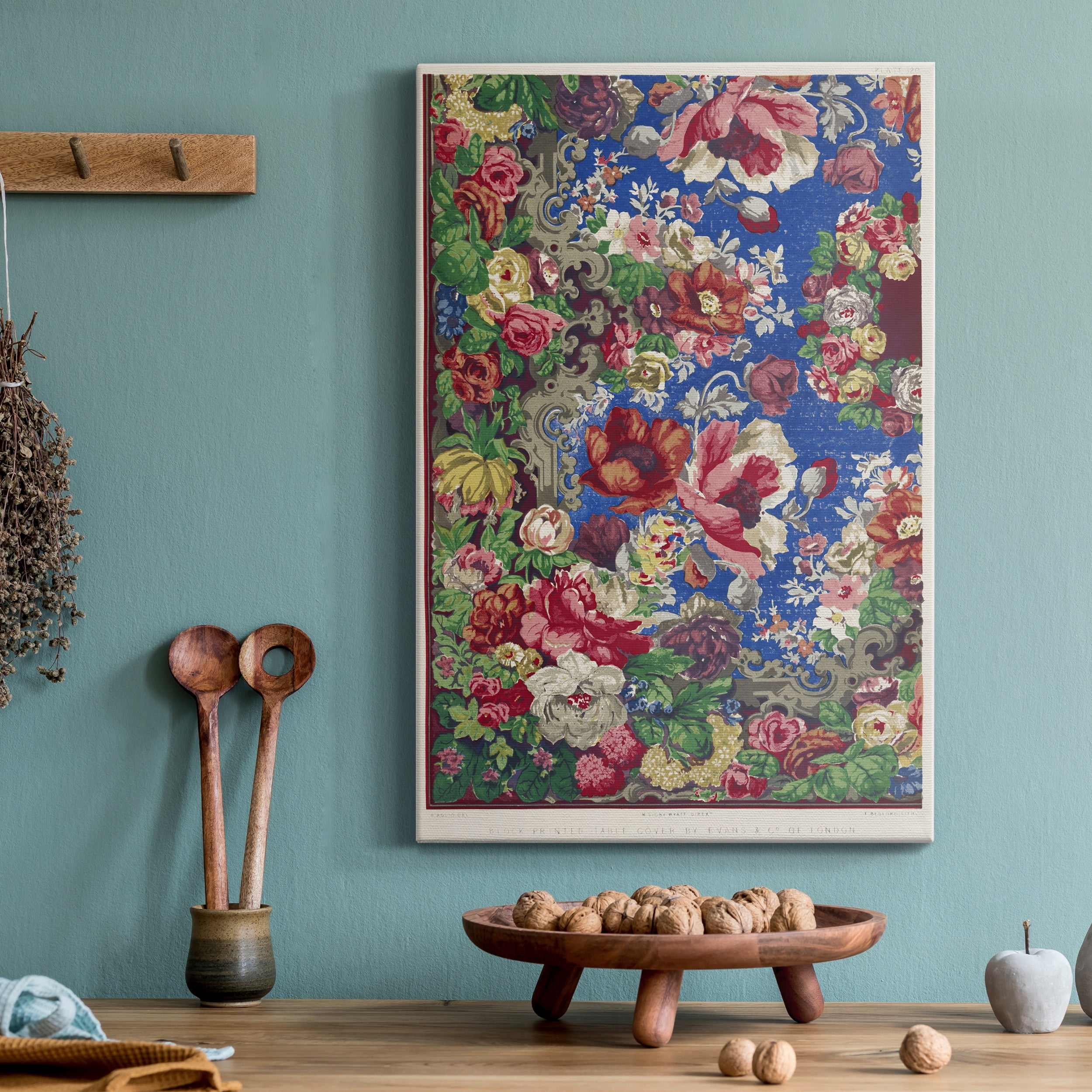 Block Printed Table Cover Premium Gallery Wrapped Canvas - Ready to Hang - 18 x 27
