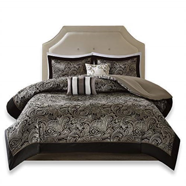 Comfort Spaces Charlize 5 Piece King Size Comforter Set Paisley Jacquard Bedding Black And Gold Com - Black Jacquard Bedding Set Comfort Spaces Charlize 5 Piece King Size Comforter Set Paisley Jacquard Bedding Black And Gold Com - Black Jacquard Bedding Set