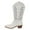 c-White, variant on Leozcaa Cowboy Boots for Women Western Cowgirl Boots Mid Calf Snip Toe Boot Chunky Heel Knee High Boots