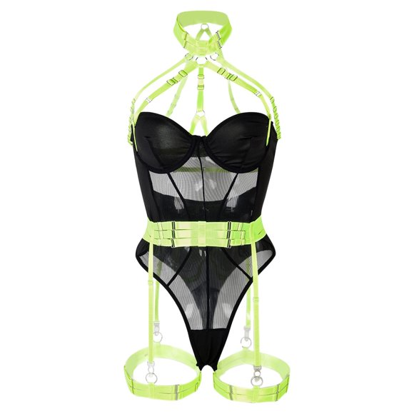 WZXFASHION Women'S Clothing Sexy Lace Woman Bodysuit Jumpsuit Ladies Tops Fashionable Bridal Lingerie Hot Ring Set Intimates Black1 XL