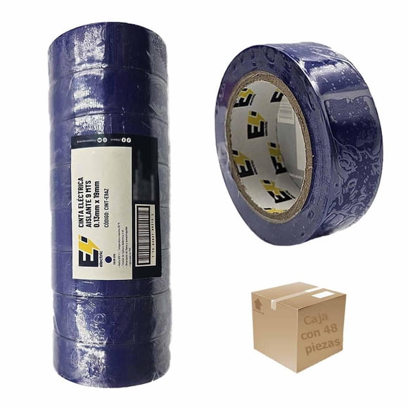 48 Pzs Cinta Aislante Electrica 9 Mts .13MM x 19MM Azul azul 9m