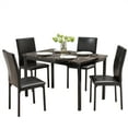 thumbnail image 4 of Mainstays 5 Piece Faux Marble Dining Table and 4 PU Chairs Set, Black Color, Set of 5 for Kitchen, 4 of 8