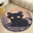thumbnail image 4 of Cute Planet Cat Floral Medallion Round Rug - Small Round Area Rug, Soft Non-Slip Machine Washable Bedroom Mat Indoor Accent Entry Carpet for Office Desk Dorm Hallway, 4 of 6