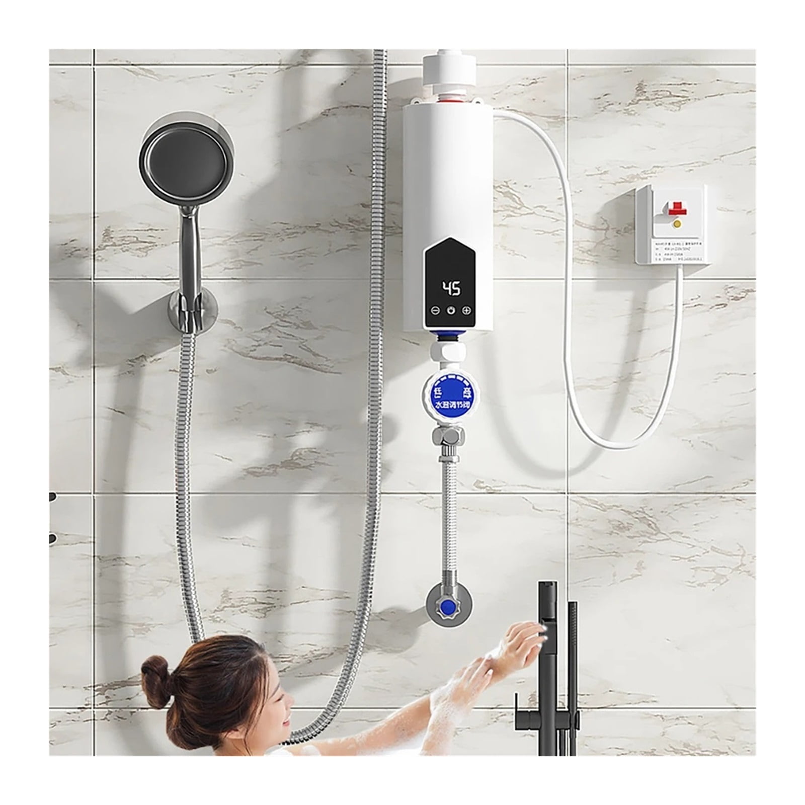 5500W Instant Tankless Electric Water Heater, Mini Electric Tankless Instant Hot Water Heater Bathroom Kitchen Washing Heater ,Safety Protections