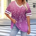 thumbnail image 2 of Plus Size T-Shirt for Women Oversized Short Sleeve V Neck Graphic Trendy Casual Loose Fit Summer Tops (M, Purple), 2 of 6