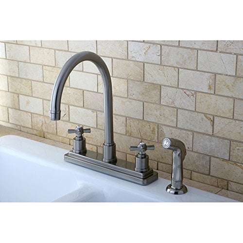 Kingston Brass Millennium 8" Centerset Kitchen Faucet, Satin Nickel