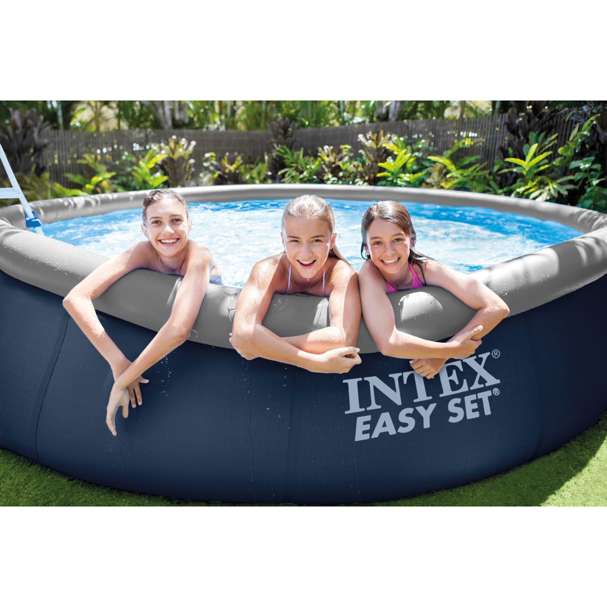Intex Easy Set 15ft x 42in Inflatable Outdoor Above Ground Swimming Pool Bundle with Filter Pump & Pool Care 36150 3-Inch Chlorine Tablets 50 Pounds