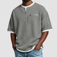 thumbnail image 2 of Akiihool Oversized Tee Men Men's T Shirts Short Sleeve Casual V Neck T-Shirt Soft Notch Neck Tee Classic Plain Shirts(Grey,3XL), 2 of 4