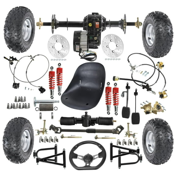 Rear Axle Track Assembly 48V 1000W Differential Motor Go Kart Buggy Quad Rear Wheel Axle Shaft Assembly Complete Karting UTV ATV Snow Sand Snowmobile Rear Axle Track DIY Kit (40" Axle)