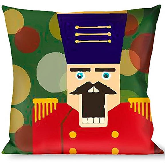 Buckle-Down Throw Pillow - Christmas Nutcracker Polka Dots Greens Gold Red