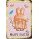 thumbnail image 1 of Lindo gnomo de Pascua feliz, rosa, amarillo con lunares blancos, letreros de metal vintage, decoración de primavera, letrero de hojalata, póster de metal de 12 x 8 pulgadas, 1 of 7