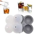 thumbnail image 2 of Gray 4 Ball Ice Cube Tray, Silicone Sphere Mold For Whiskey, Slow Melt Round Freezer For Cocktail Drinks, 2 of 5