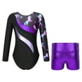 thumbnail image 2 of Alvivi Girl Long Sleeve Leotard for Dance Gymnastics Ballet One Piece Unitard with Sparkly Shorts  6, 2 of 7