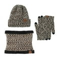 thumbnail image 1 of Conjunto de gorro, bufanda y guantes de invierno cálidos, bufanda forrada de lana resistente al viento para exteriores, conjunto de 3 piezas, 1 of 6