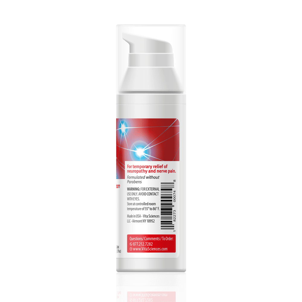 Vita Sciences Nervex CF, Topical Neuropathy Support Cream for Feet and Hands, Capsaicin Free, 1.7 oz