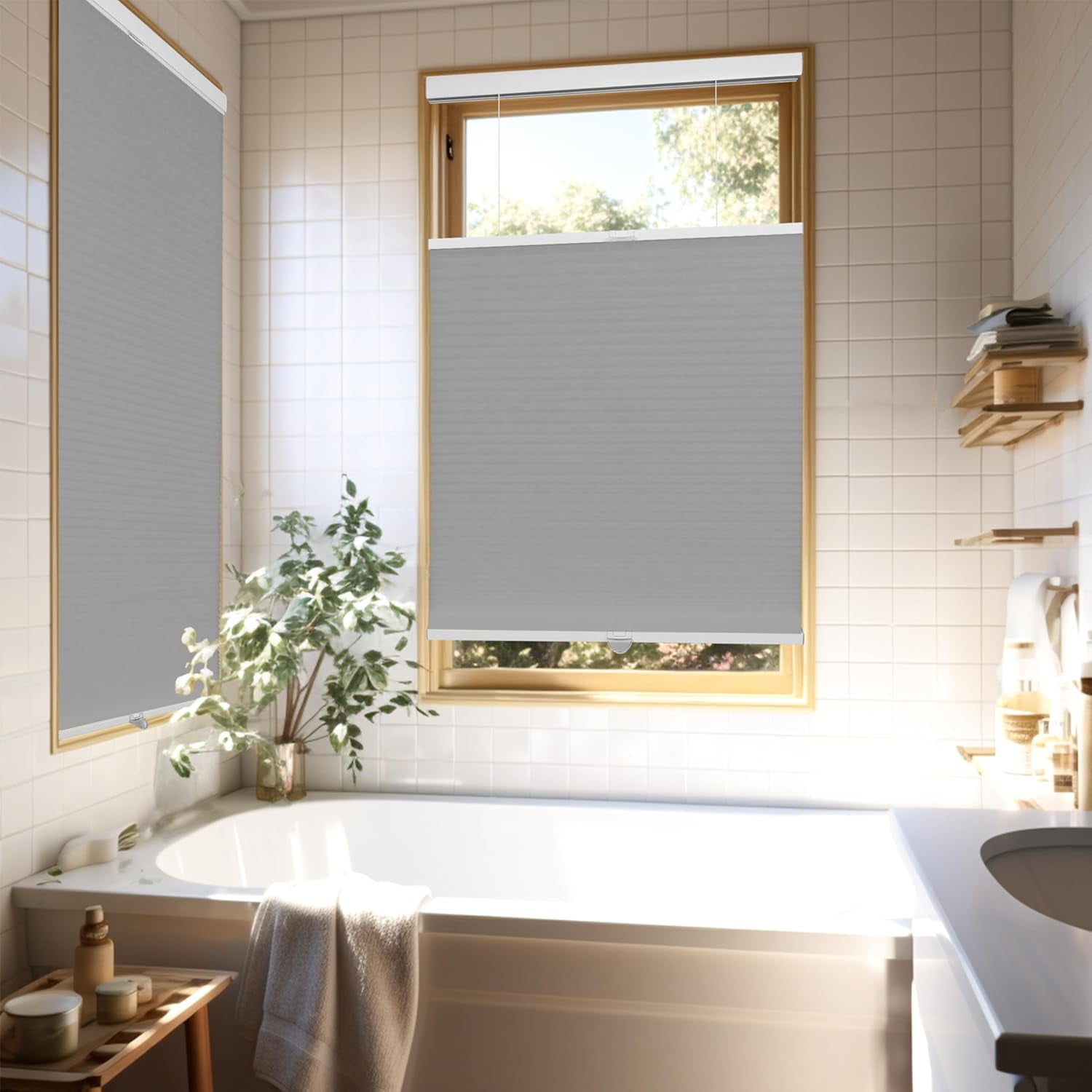 Chicology Silver Light Filtering Cordless Top Down Bottom Up Cellular Shades 27.75 in. W x 72 in. L