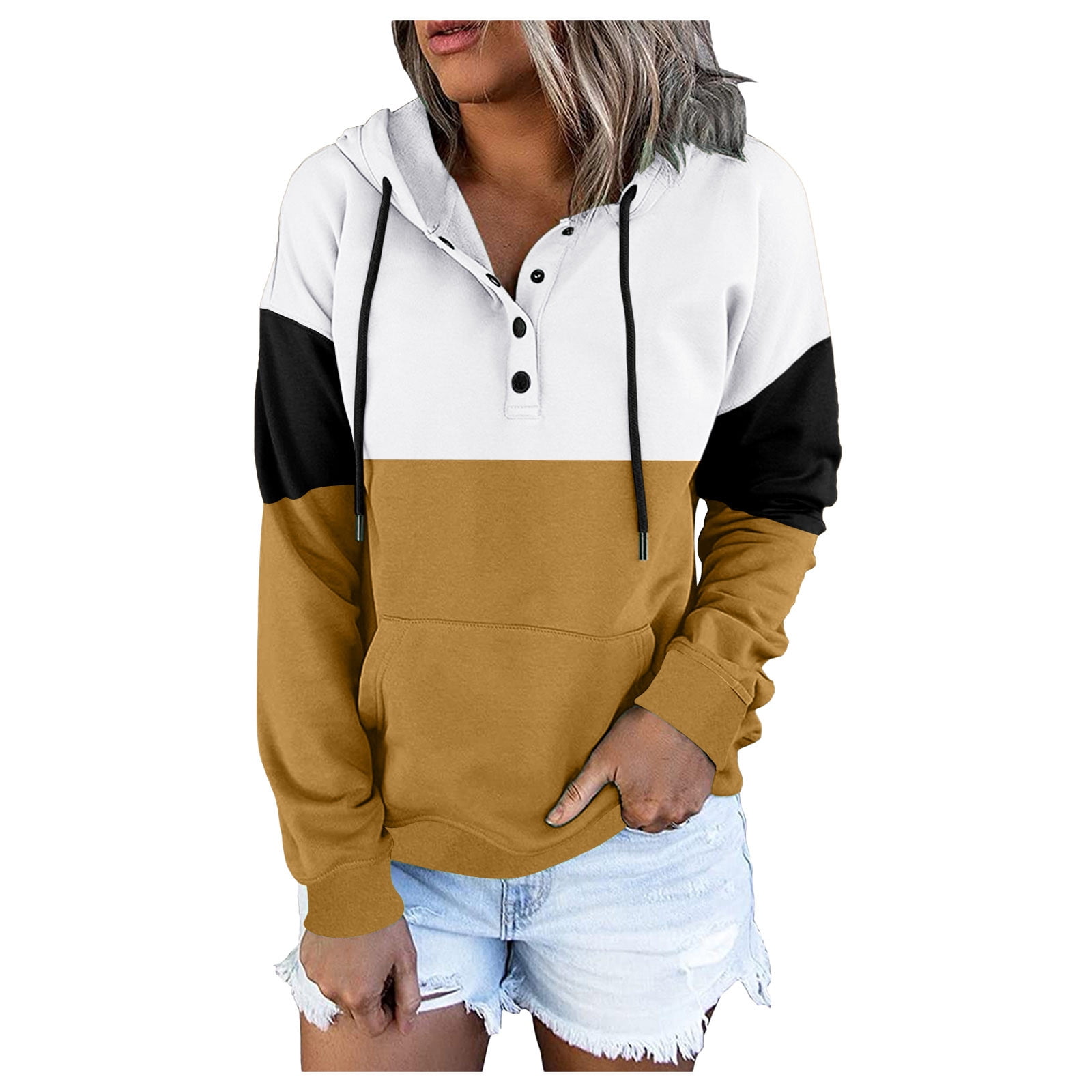 Vriendelijkheid Umeki scheren Sayhi Hoodies for Women Pullover Sweatshirt Drawstring Button Down 2022  Long Sleeve Hooded Pullover Tops Autumn Winter - Walmart.com