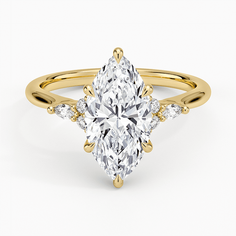 2.10 CTW Marquise Cut Cluster Lab Grown Diamond Engagement Ring 925 Gold Plated Women's Fine Jewelry