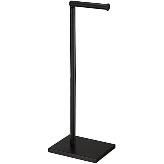 Free Standing Bathroom Toilet Paper Holder Stand with Reserve, Stainless Steel Pedestal Tissue Roll Holder, Black