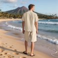 thumbnail image 5 of Men'S 2 Pieces Shirt Set Short Sleeve Button Down Casual Hippie Holiday Beach T-Shirts Shorts Outfits Khaki S, 5 of 8