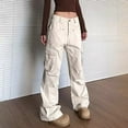 thumbnail image 2 of XIAONU Women's Cargo Utility Pants Wide-Leg Relaxed-Fit Trousers Versatile Daily Casual Bottoms, 2 of 4