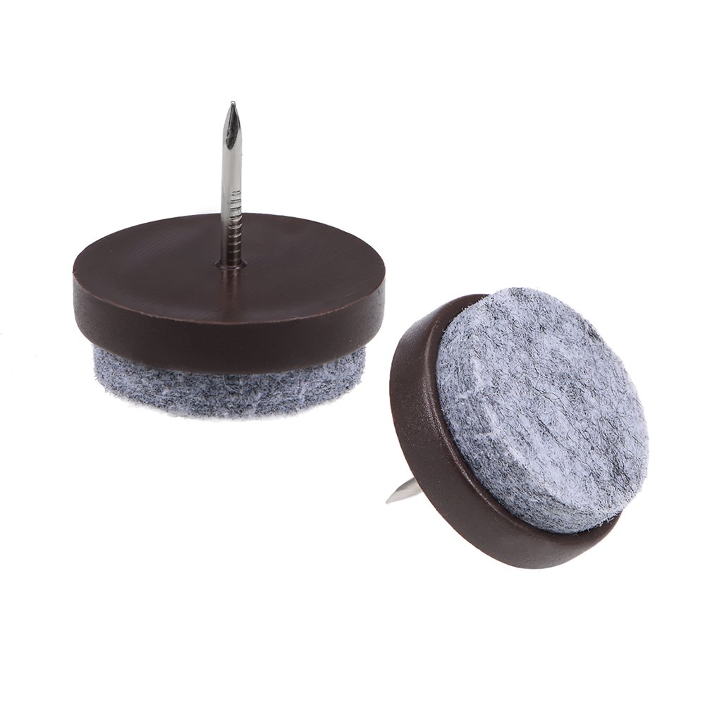 Nail On Furniture Felt Pads Chair Table Leg Protector 28mm Dia Brown 16pcs