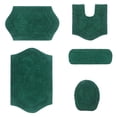 thumbnail image 2 of Home Weavers Waterford Collection 100% Cotton Non-Slip Bathroom Rug Set Machine Washable Bathroom Rug, Bath Rug, U Shaped Contour, Lid Cover, Toilet Tank Cover, Bottle Green Color 5 Piece Bath Mat set, 2 of 8