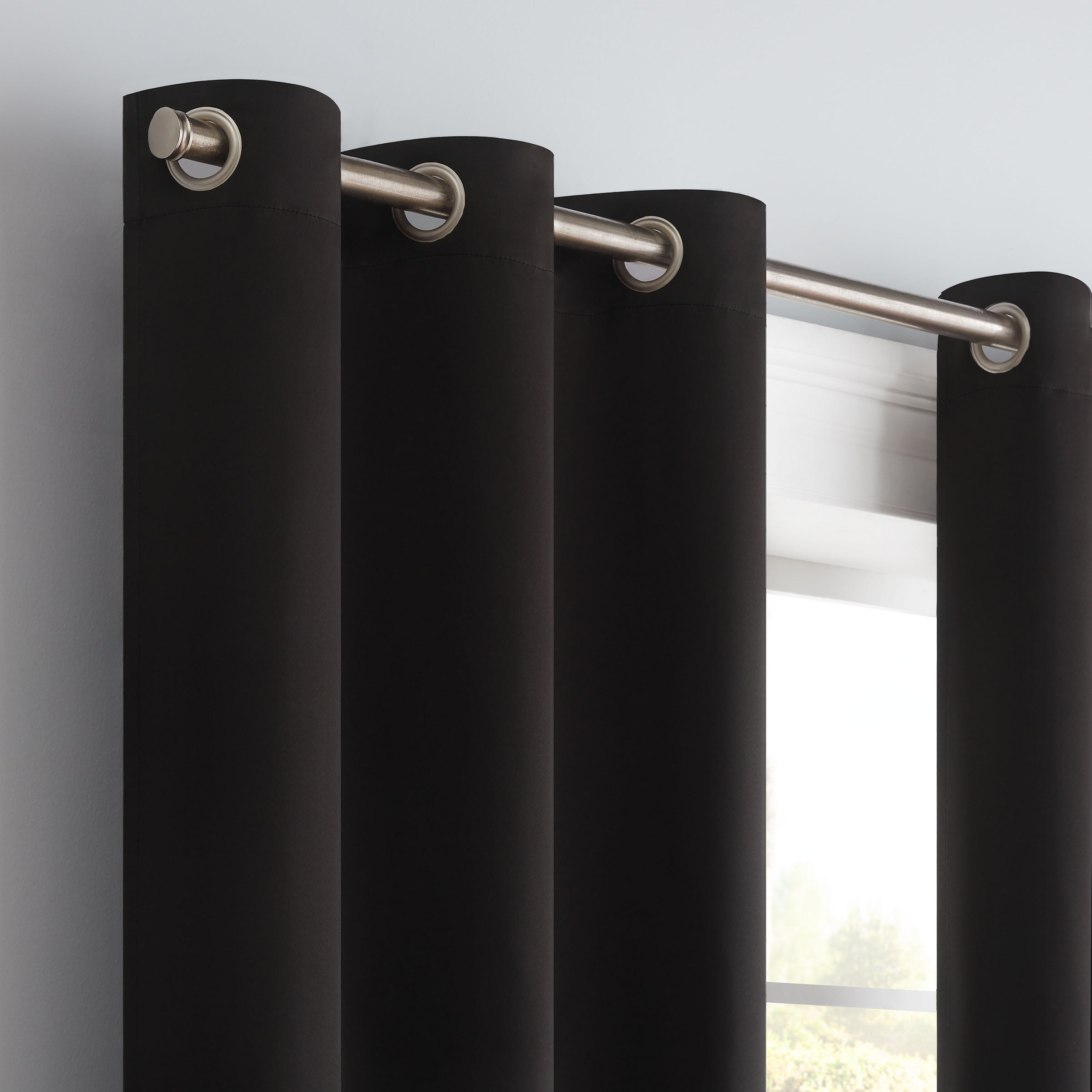 Eclipse Blackout Curtains, Darrell Thermaweave Grommet 37 in x 84 in Curtain Panel in Black, Sold as a Single Curtain Panel