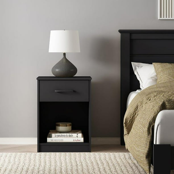 Mainstays Ardent Nightstand with 1 Drawer, Black - Walmart