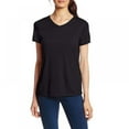 thumbnail image 3 of Hauts pour Femmes Décontractés à Col en V, Manches Courtes, T-Shirt Basique Uni, 3 of 8