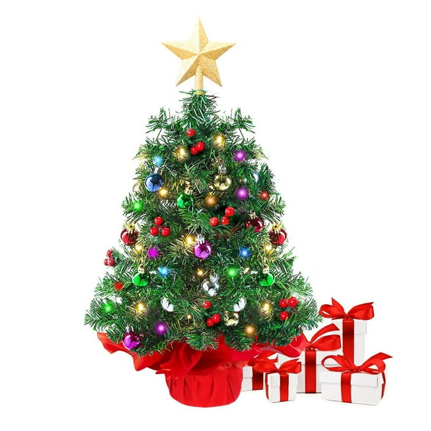 Melliful Small Prelit Tabletop Christmas Tree, Artificial Mini