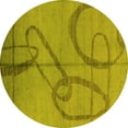 thumbnail image 1 of Ahgly Company Machine Washable Indoor Round Oriental Yellow Industrial Area Rugs, 5' Round, 1 of 4
