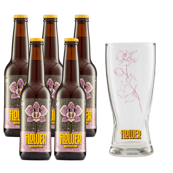 Five Pack Sangria Española Flower 355 Ml Con Vaso Flower Bebida Artesanal Sangría Española