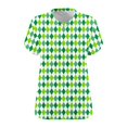 thumbnail image 4 of Tamaño Más Manga Corta Tops para la Impresión de Cuello en V de las Mujeres, Color Sólido Base de Verano Blusa Casual, 4 of 8