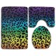 thumbnail image 1 of ABPHQTO Leopardo de colores del arco iris Juego de alfombras de baño de 3 piezas Alfombra de baño Alfombra de contorno y tapa de inodoro, 1 of 2