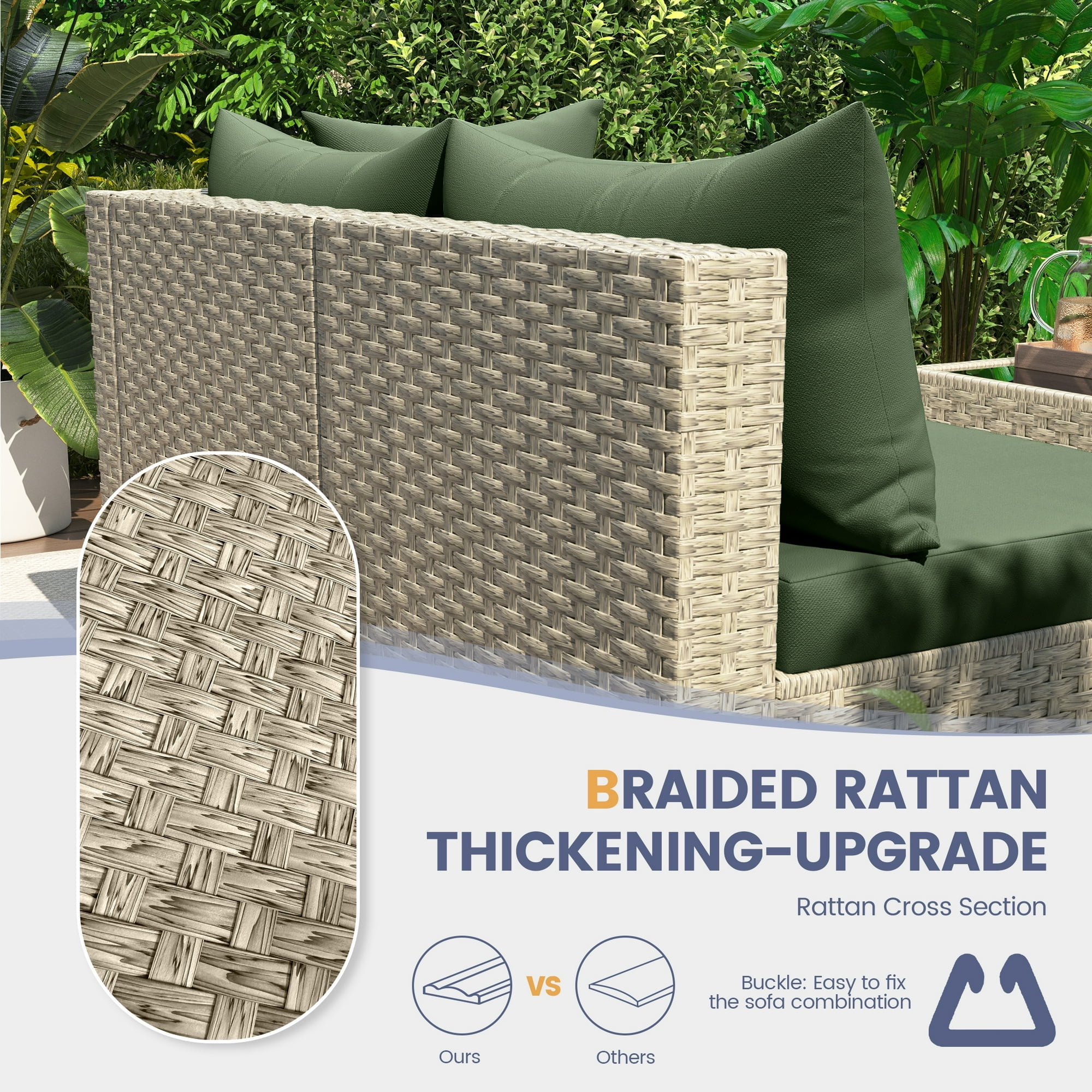 UDPATIO Patio Furniture Sets, Modular Rattan Outdoor Patio Sectional Furniture Sofa Set, Wicker Patio Conversation Set for Backyard