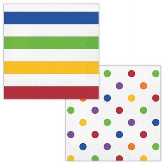 Creative Converting Dots & Stripes Paper Napkins, 16/Pkg