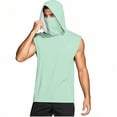 thumbnail image 6 of Olyvenn Unisex Casual Hooded Tops with Ear-Hook Face Mask Solid Color Sun Protection Short-Sleeve Ice Silk Shirts Green XXL, 6 of 8