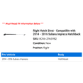 thumbnail image 2 of Right Hatch Strut - Compatible with 2014 - 2016 Subaru Impreza Hatchback 2015, 2 of 2