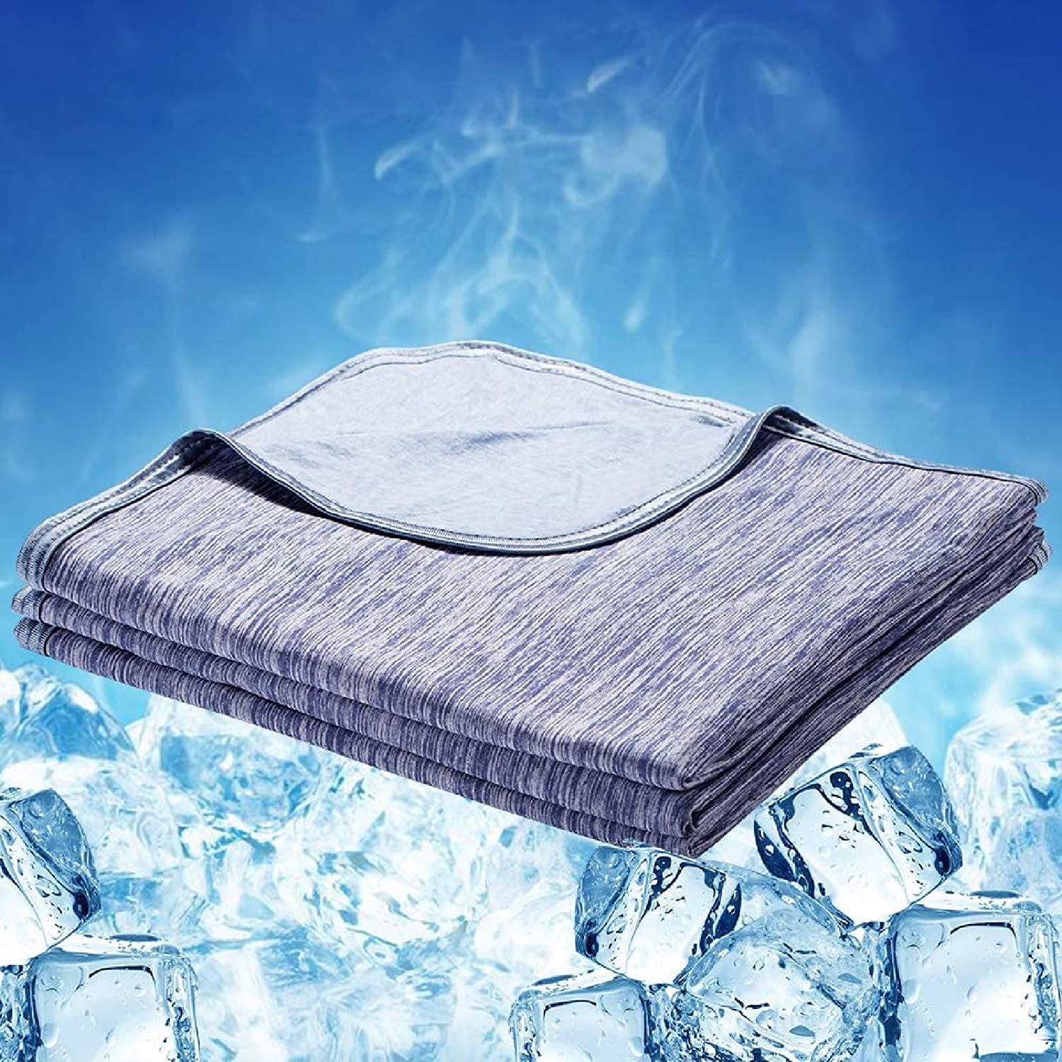 Arc-Chill Pro Double-Side Design Cool Throw Blanket with Japanese Q-Max 0.4 Cooling Fiber Breathable for Night Sweats. 100% Cotton Anti-Static Oeko-TEX Certified LUXEAR Cooling Blanket