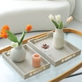 thumbnail image 2 of Faux Shagreen Rectangular Nesting Serving Trays, Beige, Set of 2, 2 of 7