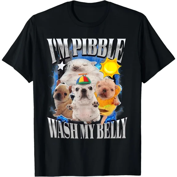 Wash My Belly Pibble Meme Cute Dog Brainrot Unisex T-Shirt, up to size 5XL