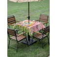 thumbnail image 3 of Pink Happy Easter Outdoor Tablecloth - 60x60 Inch Square Dining Table Cover, Spring Easter Eggs Floral Wooden Waterproof Outdoor Table Cloth with Umbrella Hole & Zipper for Picnic/Patio/Party, 3 of 7