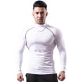 thumbnail image 4 of Traje de fitness para hombre, otoño e invierno, cuello alto elástico, ropa ajustada, camiseta sudorosa de secado rápido, ropa deportiva para correr, 4 of 5