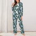 thumbnail image 2 of KLL Beautiful Whales Print Women's Long Sleeve Pajamas with Pants Sleepwear Loungewear 2 Set-Small, 2 of 7