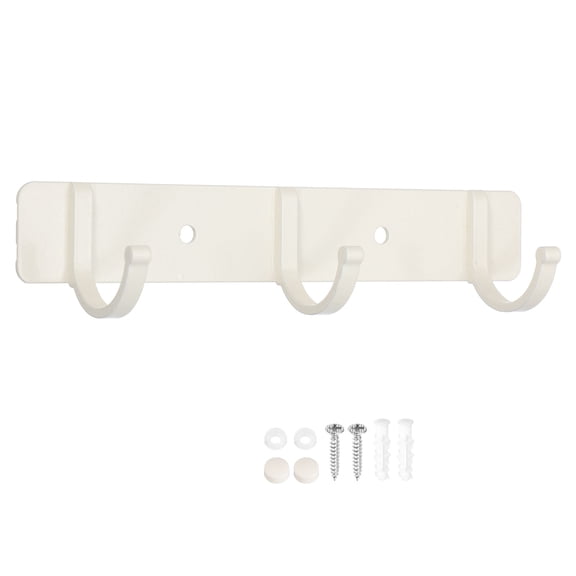 Uxcell Towel Hook Rack, 7 Inch Wall Mount Coat Rack No Drill Wall Mount Hooks Wall Clothes Hanger Rustproof for Bathroom Kitchen Bedroom, White(3 Hooks)