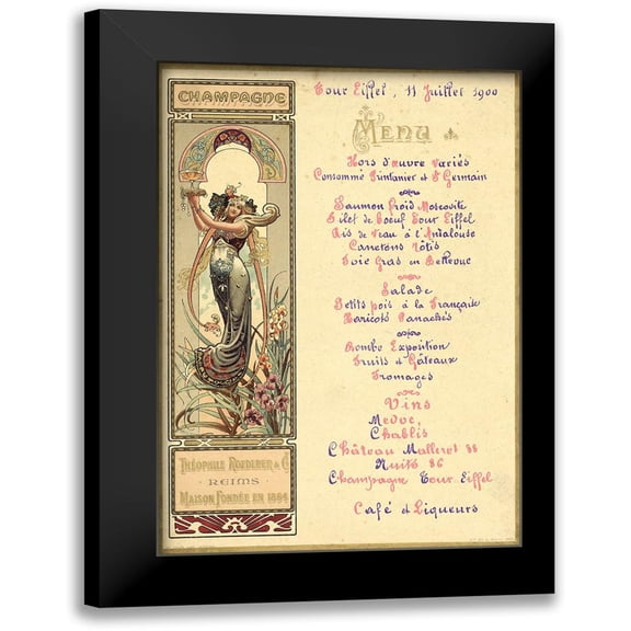 Vintage Apple Collection 11x14 Black Modern Framed Museum Art Print Titled - Paris Nouveau Menu