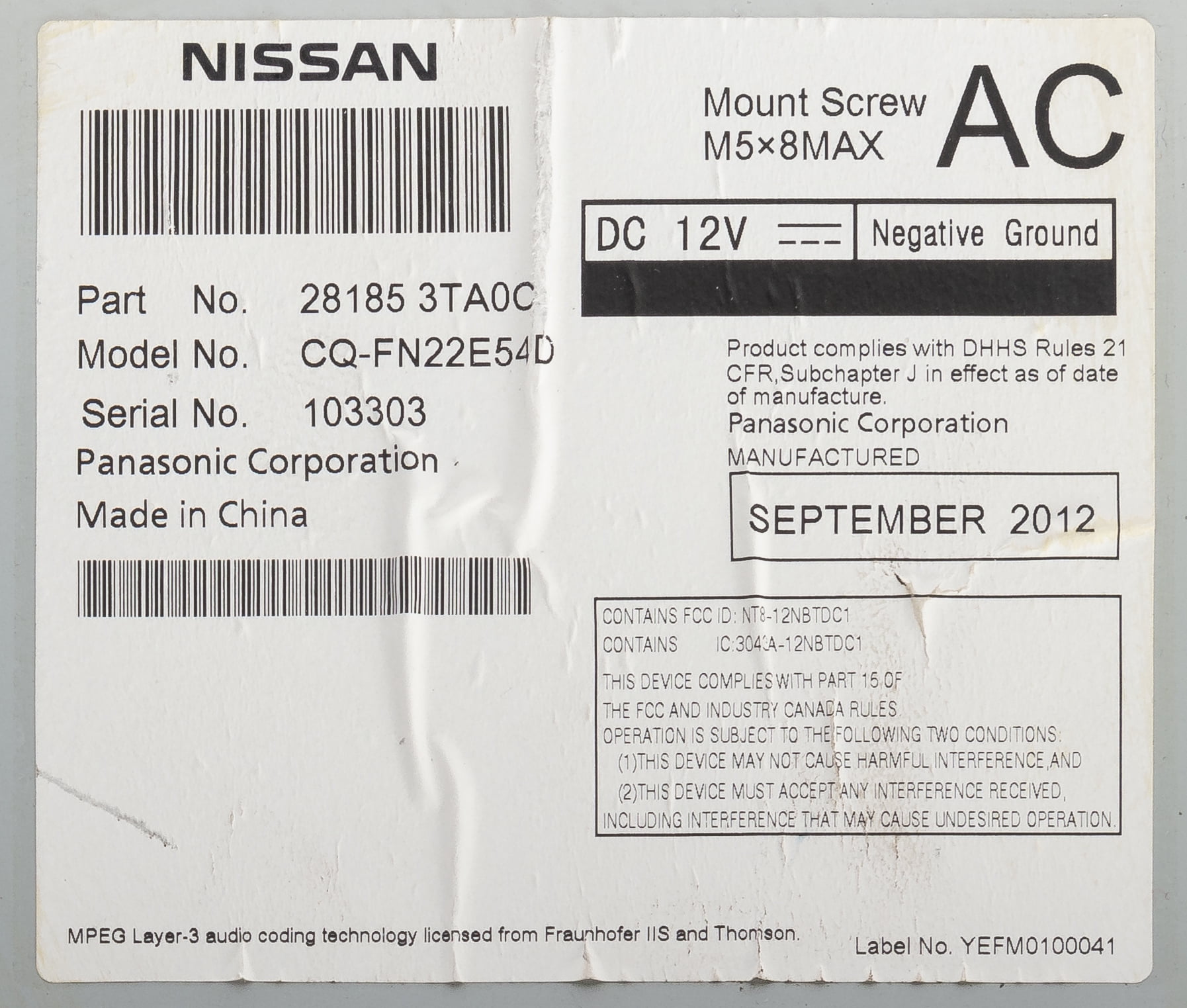 Restored 2013-2015 Nissan Altima AM FM Satellite Radio CD MP3 Player Aux Input 281853TA0C (Refurbished)