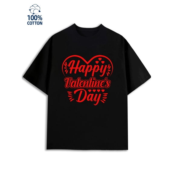 Valentine's Day Tee for men 180G 100% Cotton black Casual Unisex Shirt Graphic tshirts Original Unisex Shirt Crewneck tshirts Casual Unisex Shirt Printed tshirts Retro Unisex Shirt Cotton tshirts