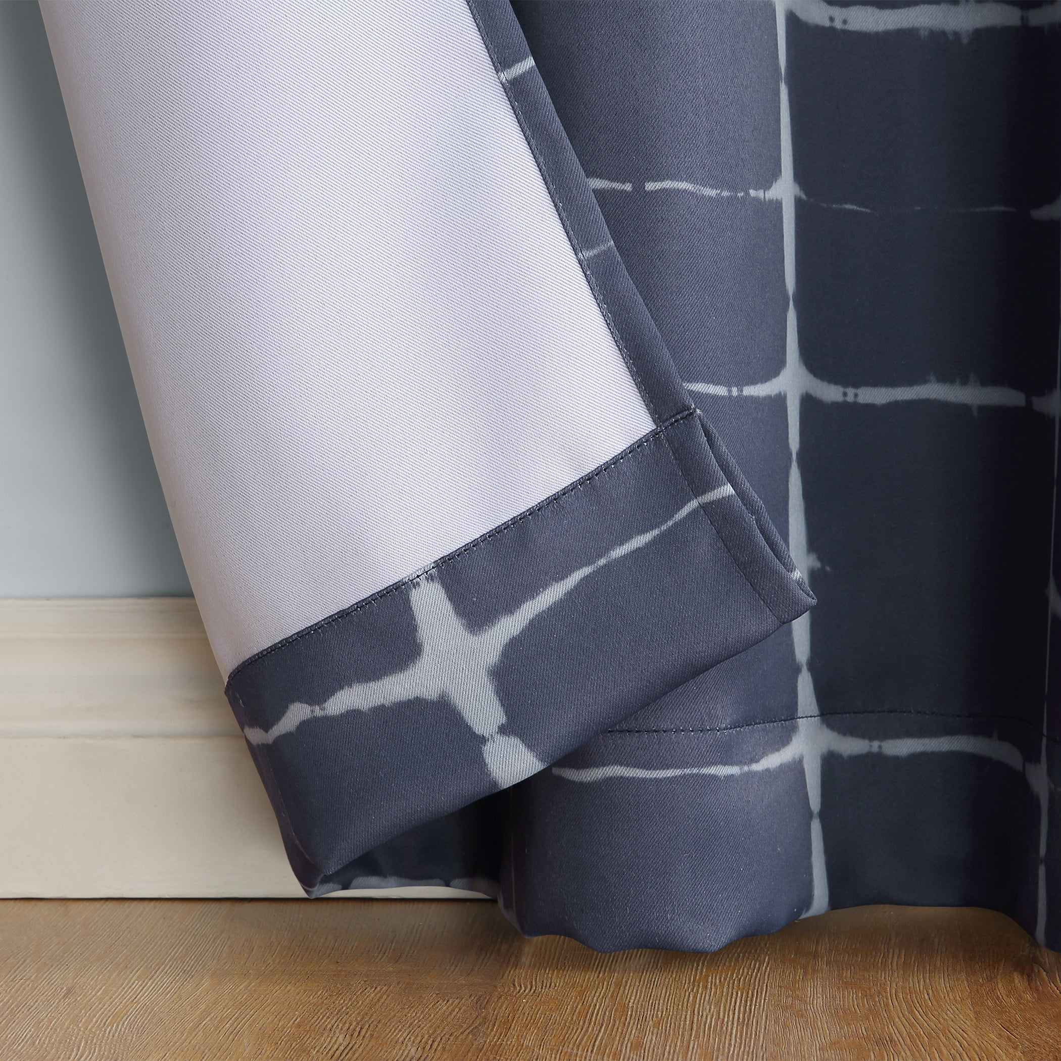 Sun Zero Saki Shibori Print Blackout Grommet Curtain Panel, 40"X95", Navy